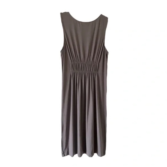 Sundance | Gray Sleeveless Smocked V-Neck Midi Dress, Medium - Picture 3 of 6